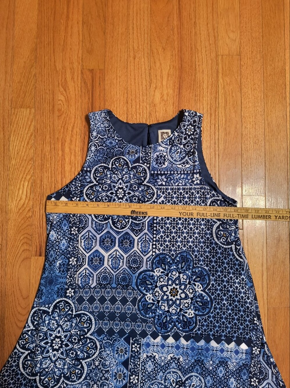 Anne Klein sleeveless dress, women's 10, blue geometric - Picture 7 of 16